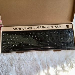 Arteck 2.4G Wireless Keyboard Stainless Steel Ultra Slim Full Size Keyboard